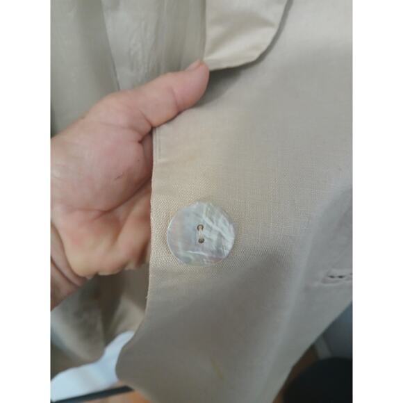 Preston & York Beige Linen Blazer Pockets Lined Button Down sz12 - Picture 8 of 9